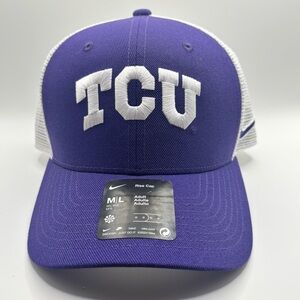 Nike TCU Horned Frogs Rise Trucker Hat Purple White Dri-Fit M/L NWT